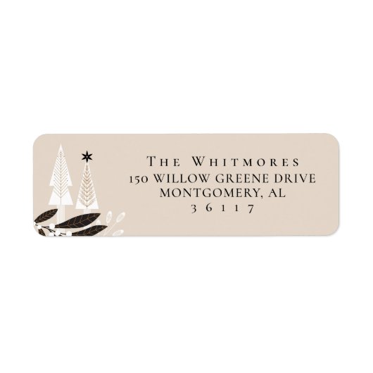 Elegante moderne bloemengroenblijvende kerstboom etiket (Voorkant)