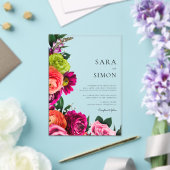 Elegante moderne bloemenperzik bruiloft acryl uitnodigingen (Insitu (Huwelijk))