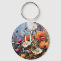 Elegante moderne bloementhema Sleutelhanger