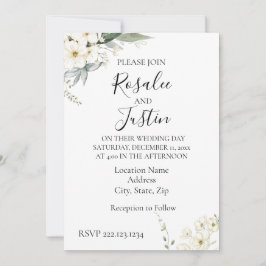 Elegante moderne bloemige bruiloft uitnodiging