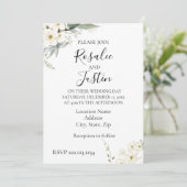 Elegante moderne bloemige bruiloft uitnodiging (Staand voorkant)