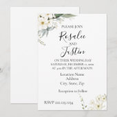 Elegante moderne bloemige bruiloft uitnodiging (Voorkant / Achterkant)