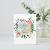 Elegante moderne bloemige uitnodiging om de datum  (Staand voorkant)