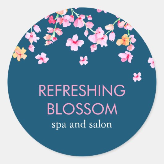 Elegante moderne bloesem ronde sticker (Voorkant)