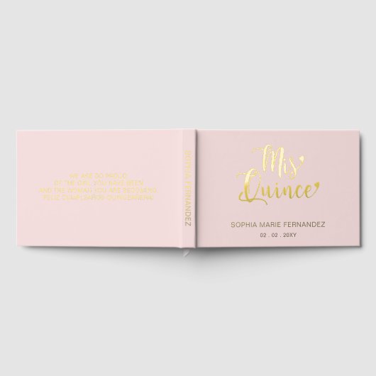 Elegante moderne blush quinceañera gastenboek (Volledig)