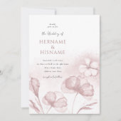 Elegante moderne Blush Roze Bloemen QR RSVP bruilo Kaart (Voorkant)