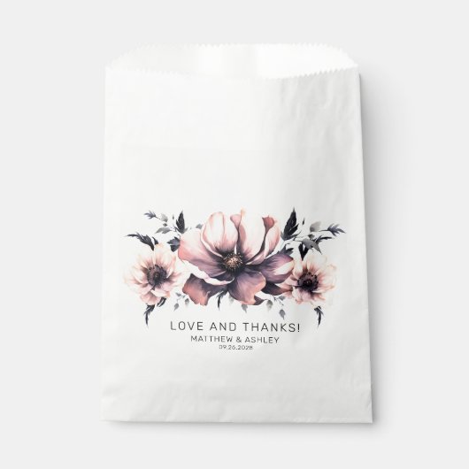 Elegante moderne Boho chique roze bloemenbruiloft Bedankzakje (Voorkant)