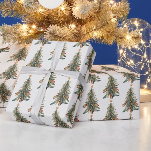 Elegante moderne Boho kerstboom Cadeaupapier (Feestdagen)