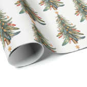 Elegante moderne Boho kerstboom Cadeaupapier (Rol Hoek)