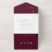 Elegante Moderne Boho QR Code Foto RSVP Bourgondië All In One Uitnodiging (Buitenkant)