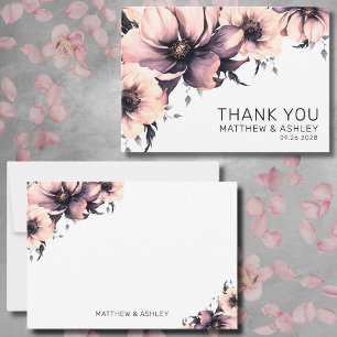 Elegante moderne boho roze bloem bruiloft bedankkaart