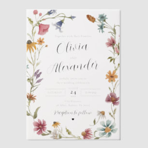 Elegante moderne Boho Wildflower bruiloft Vellum Uitnodigingen