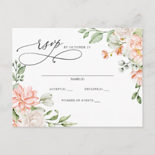 Elegante moderne botanische blos bloemrijke RSVP Briefkaart