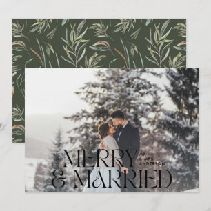 Elegante moderne botanische foto met 'Merry & marr Feestdagenkaart