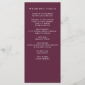 Elegante moderne botanische pruim bloemenbruiloft programma (Achterkant)