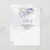 Elegante moderne botanische stoffige blauwe bloeme informatiekaartje (Voorkant / Achterkant)