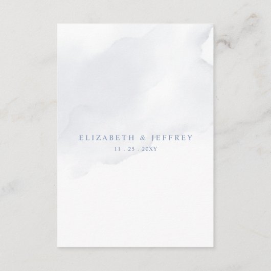 Elegante moderne botanische stoffige blauwe bloeme informatiekaartje (Achterkant)