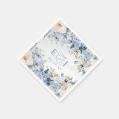 Elegante moderne botanische stoffige blauwe bloeme servet (Hoek)