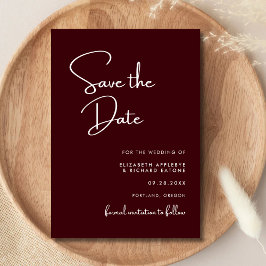 Elegante & Moderne Bourgondische Bruiloft Save The Date