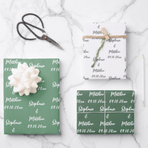Elegante moderne bruid bruidegom namen bruiloften inpakpapier vel