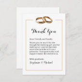 Elegante moderne bruiloft bands dank u kaart (Voorkant / Achterkant)