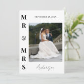 Elegante moderne bruiloft bedankt meneer en mevrou (Staand voorkant)