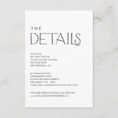 Elegante moderne bruiloft details informatiekaartje (Voorkant)