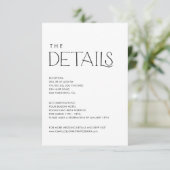 Elegante moderne bruiloft details informatiekaartje (Staand voorkant)