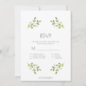 Elegante Moderne Bruiloft. RSVP Met Maaltijd Optie Kaart (Voorkant)