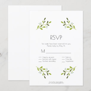 Elegante Moderne Bruiloft. RSVP Met Maaltijd Optie Kaart