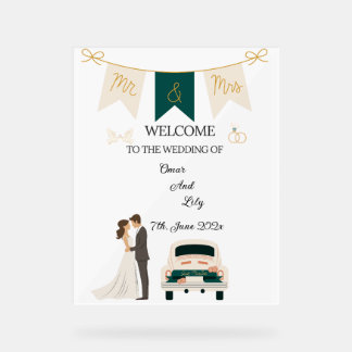 Elegante moderne bruiloft welkom acryl teken. acryl bord
