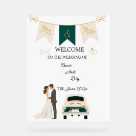 Elegante moderne bruiloft welkom acryl teken. acryl bord