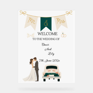 Elegante moderne bruiloft welkom acryl teken. acryl bord