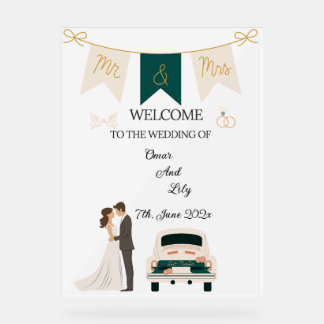 Elegante moderne bruiloft welkom acryl teken. acryl bord