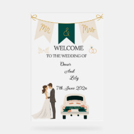 Elegante moderne bruiloft welkom acryl teken. acryl bord