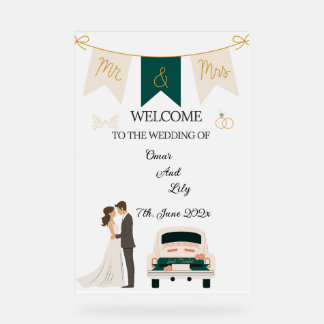 Elegante moderne bruiloft welkom acryl teken. acryl bord