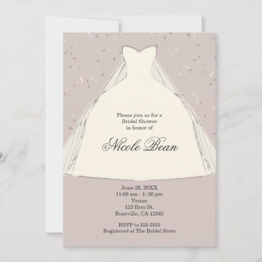 Elegante moderne bruiloftillustratie jurk kaart (Voorkant)