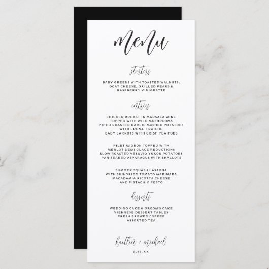 Elegante Moderne Bruiloftsmenu met Pret | 4 x 9 |  Menu (Voorkant / Achterkant)