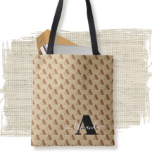 Elegante Moderne Bruine Witte Zwarte Monogram Scri