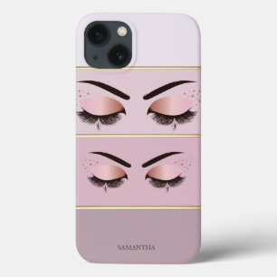 Elegante moderne chic gestreepte, wimpers iPhone 13 hoesje