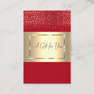 Elegante Moderne Chic Gouden Lijst, Confetti Rood Kortingskaartje