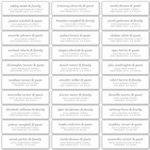 Elegante Moderne Chique Bruiloft Gast Namen Adres Sticker