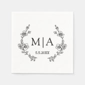 Elegante moderne chique monogram botanische bruilo servet (Voorkant)