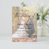 Elegante moderne chique script 4 foto's bruiloft kaart (Staand voorkant)