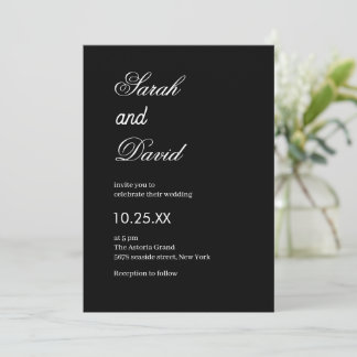 Elegante moderne chique tekst zwart-wit bruiloft kaart
