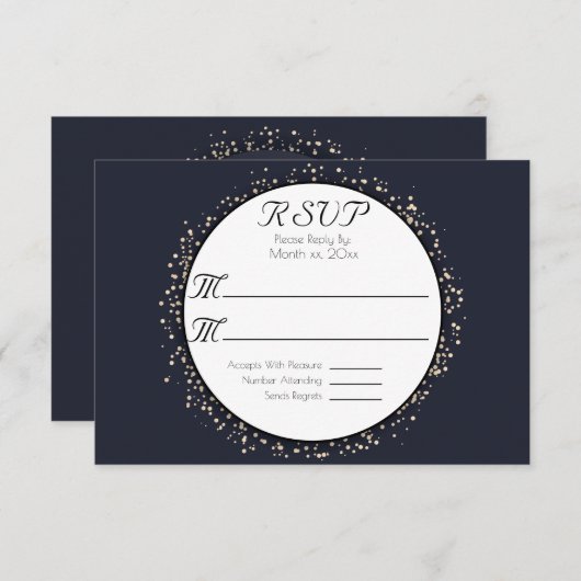 Elegante Moderne Confetti Gouden Bruiloft RSVP Kaa (Voorkant / Achterkant)