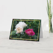 Elegante moderne crèmekleurige rozen met roze stre kaart (Voorkant)