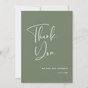 Elegante & moderne Dark sage bruiloft Bedankt kaar Kaart
