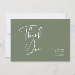 Elegante & moderne Dark sage groene bruiloft Bedankkaart