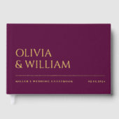 Elegante moderne Deep Plum Typography bruiloft Fol Gastenboek (Voorkant)